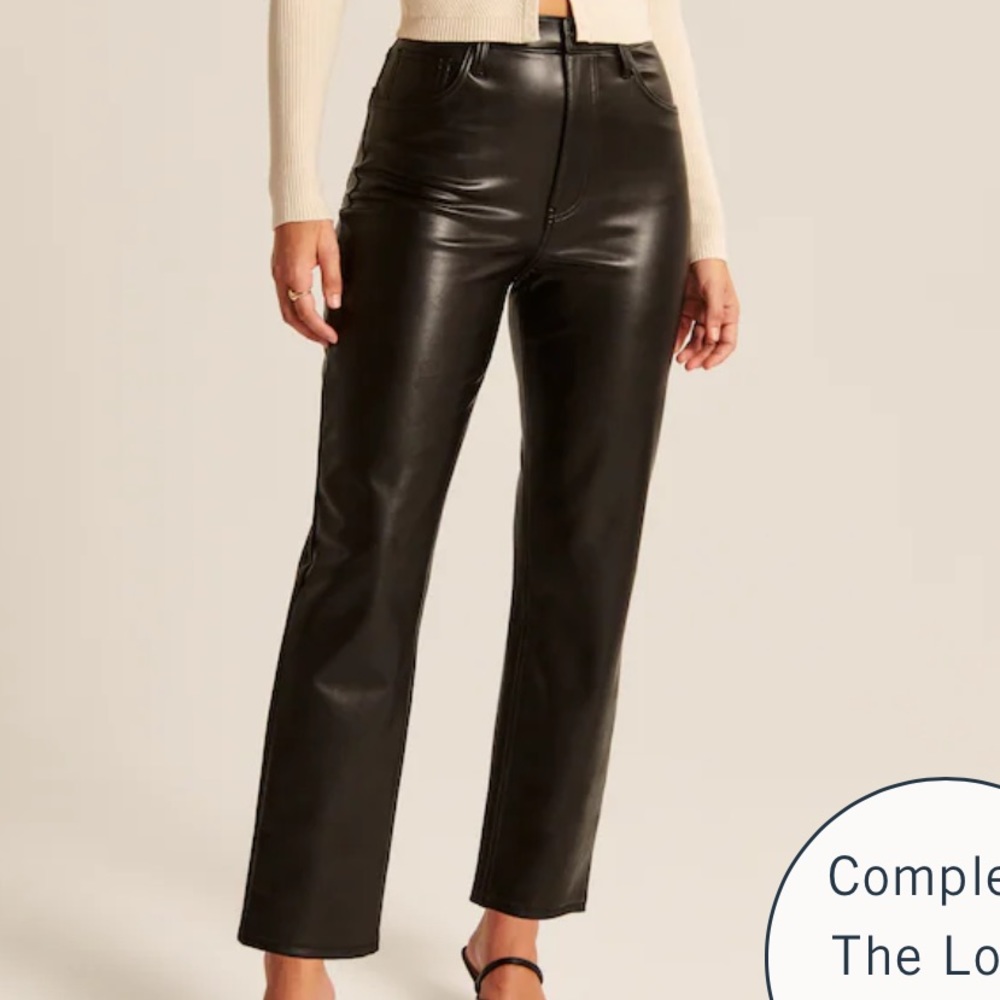Abercrombie Curve Love Vegan Leather Ankle Straight Pant